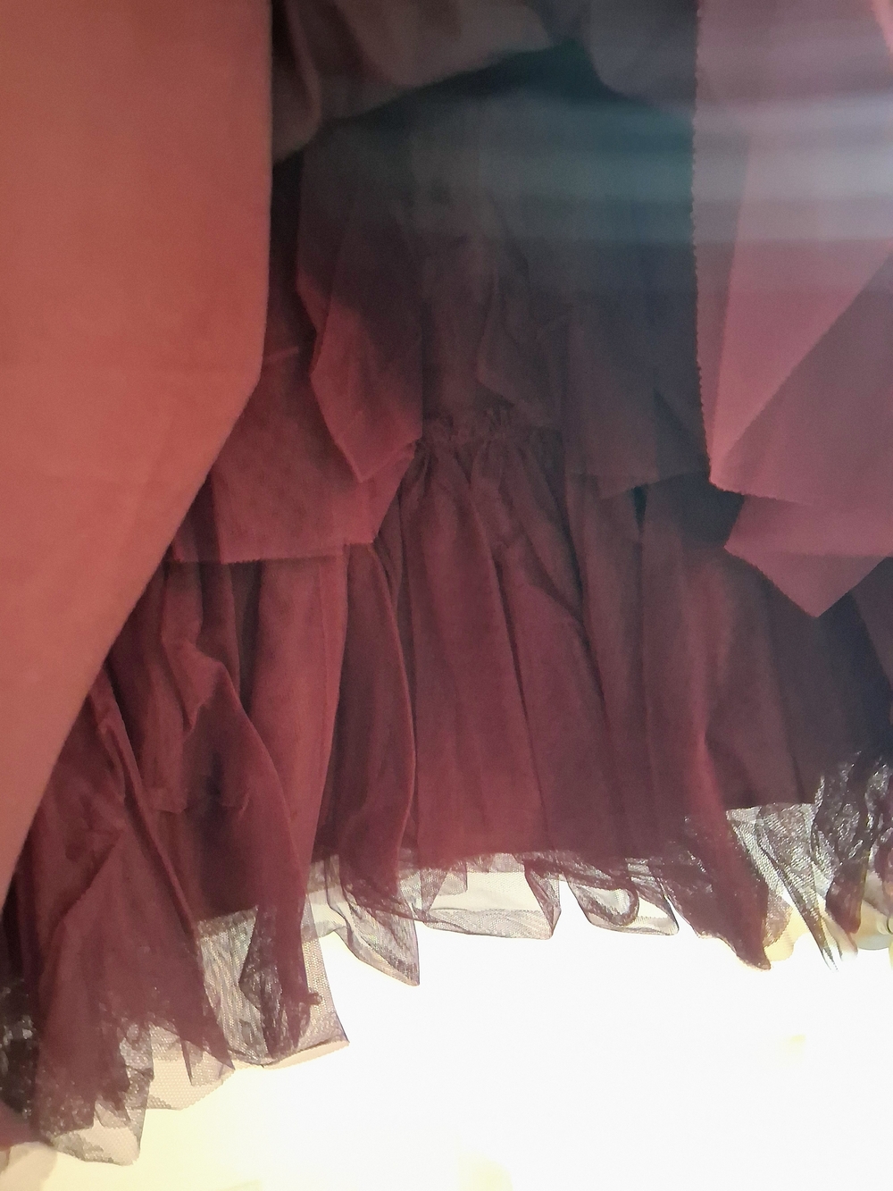 ASOS Burgundy Tulle Midi Skirt Layered Mesh Skater Circle Bow Size 2 - Picture 4 of 6